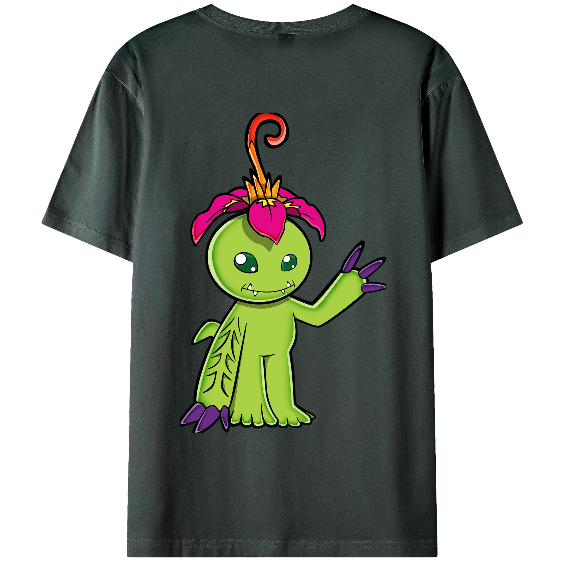 （画像用） Digimon デジタルモンスター/デジモン 綿100％ メンズ半袖Tシャツ（バックプリント） 通気性